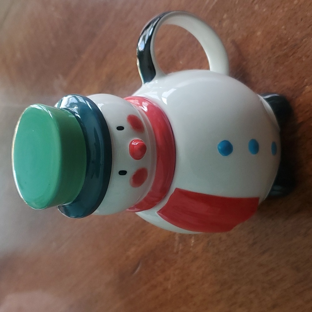 Pier 1 Tea Infuser/Steeper Cup Holiday Snowman Christmas Coffee Mug - Picture 1 of 13